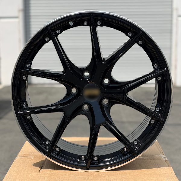 BTS-10 | BBS RS-GT Style Wheels | Black Machined Lip w/ Chrome Rivets