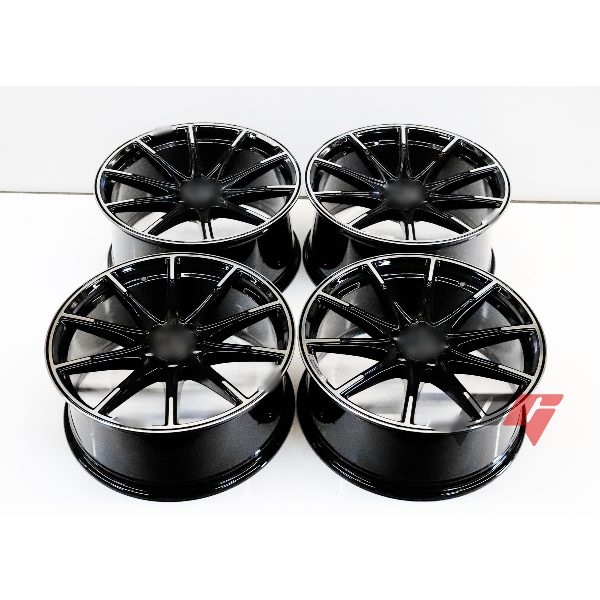 19" Gloss Black with Machined Lip Wheels | 19x8.5 ET40 / 19x9.5 ET45 5x112 CB66.6 | Staggered Set of 4 Fits BMW