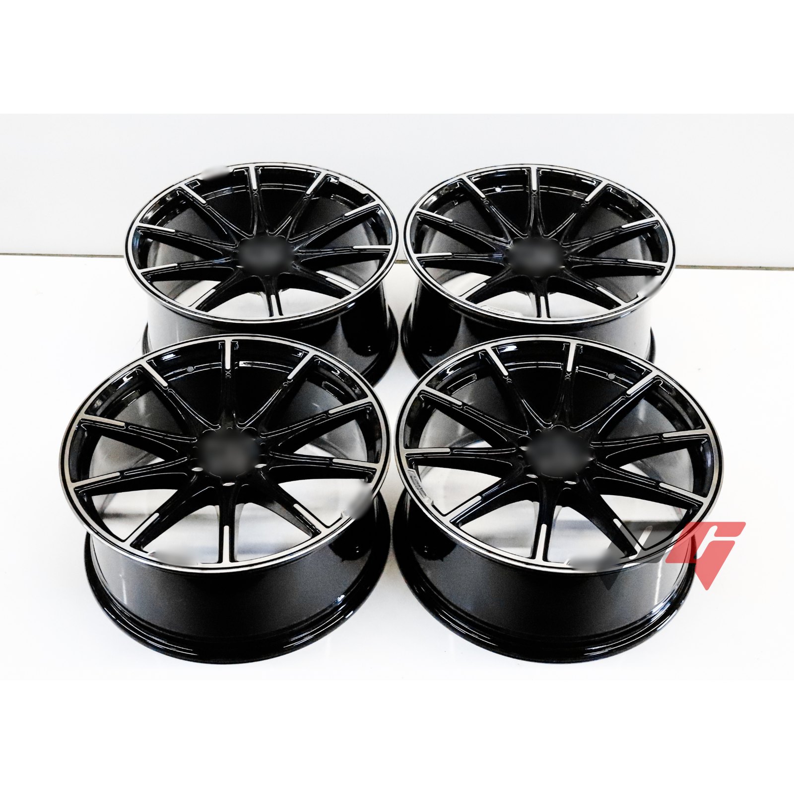 19" Gloss Black with Machined Lip Wheels | 19x8.5 ET40 / 19x9.5 ET45 5x112 CB66.6 | Staggered Set of 4 Fits BMW — photo 1